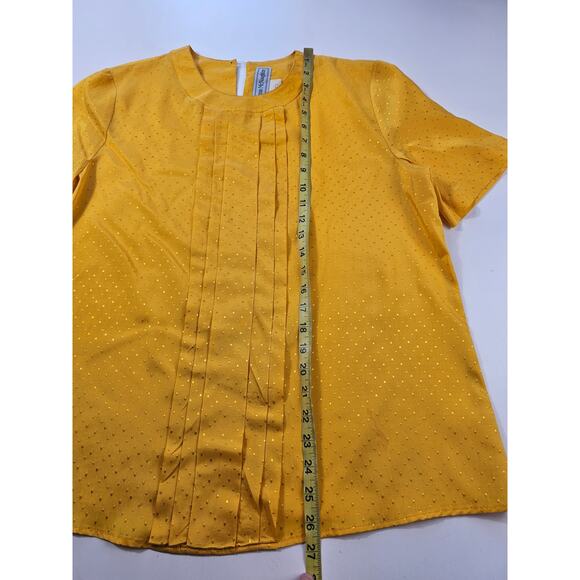 Norton mcnaughton vintage 12 yellow polkadot frill blouse short sleeve relaxed ^ - Picture 7 of 8